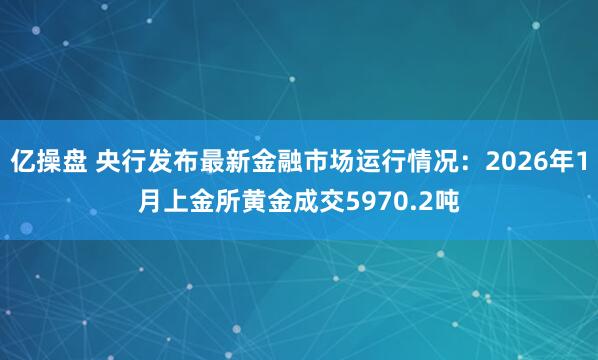 亿操盘 央行发布最新金融市场运行情况：2026年1月上金所黄金成交5970.2吨